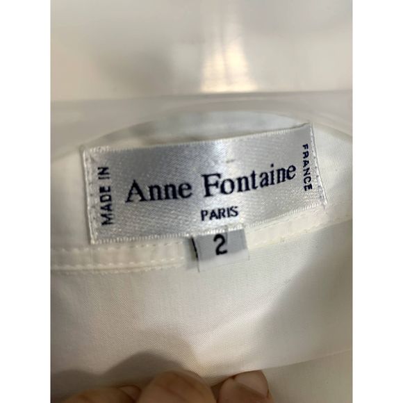 Anne Fontaine Paris White Cold Shoulder Button Down Blouse Shirt Size 2 - Picture 3 of 5